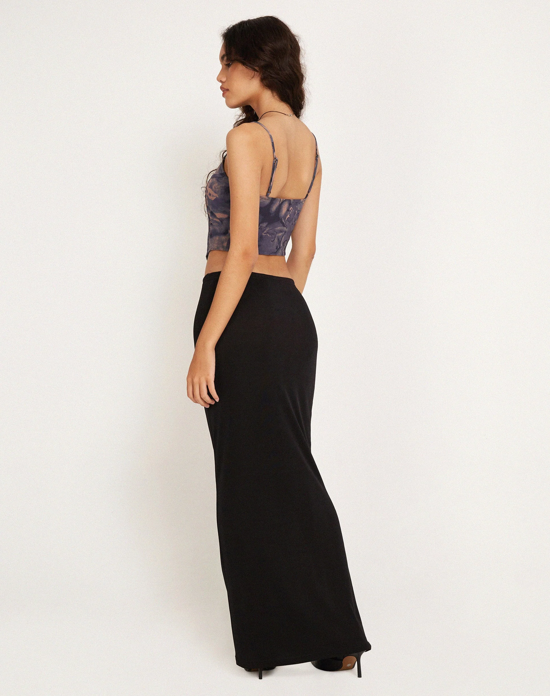 Elcini Cropped Corset Top in Renaissance Cherub Charcoal - Image 4