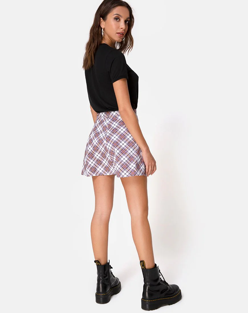 Elda Skirt in Grunge Check Purple - Image 4