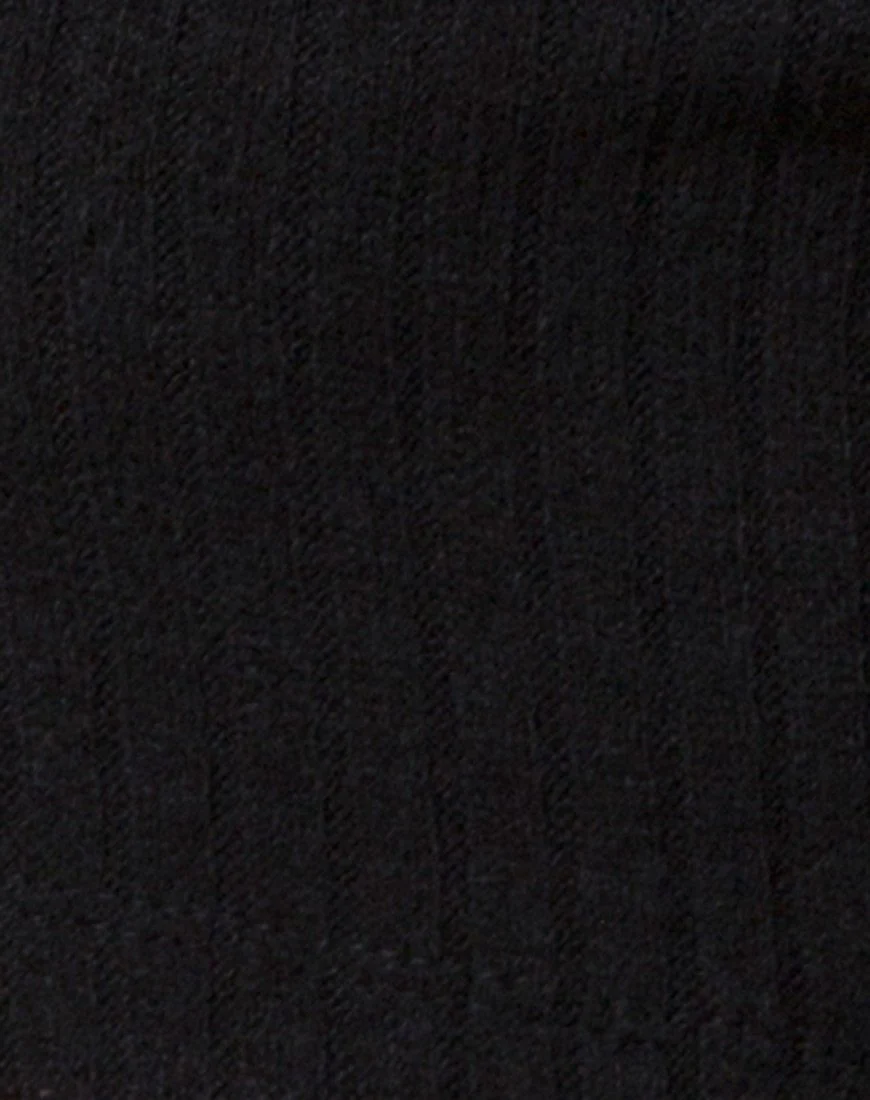 Elena Crop Top in Rib Knit Black - Image 5