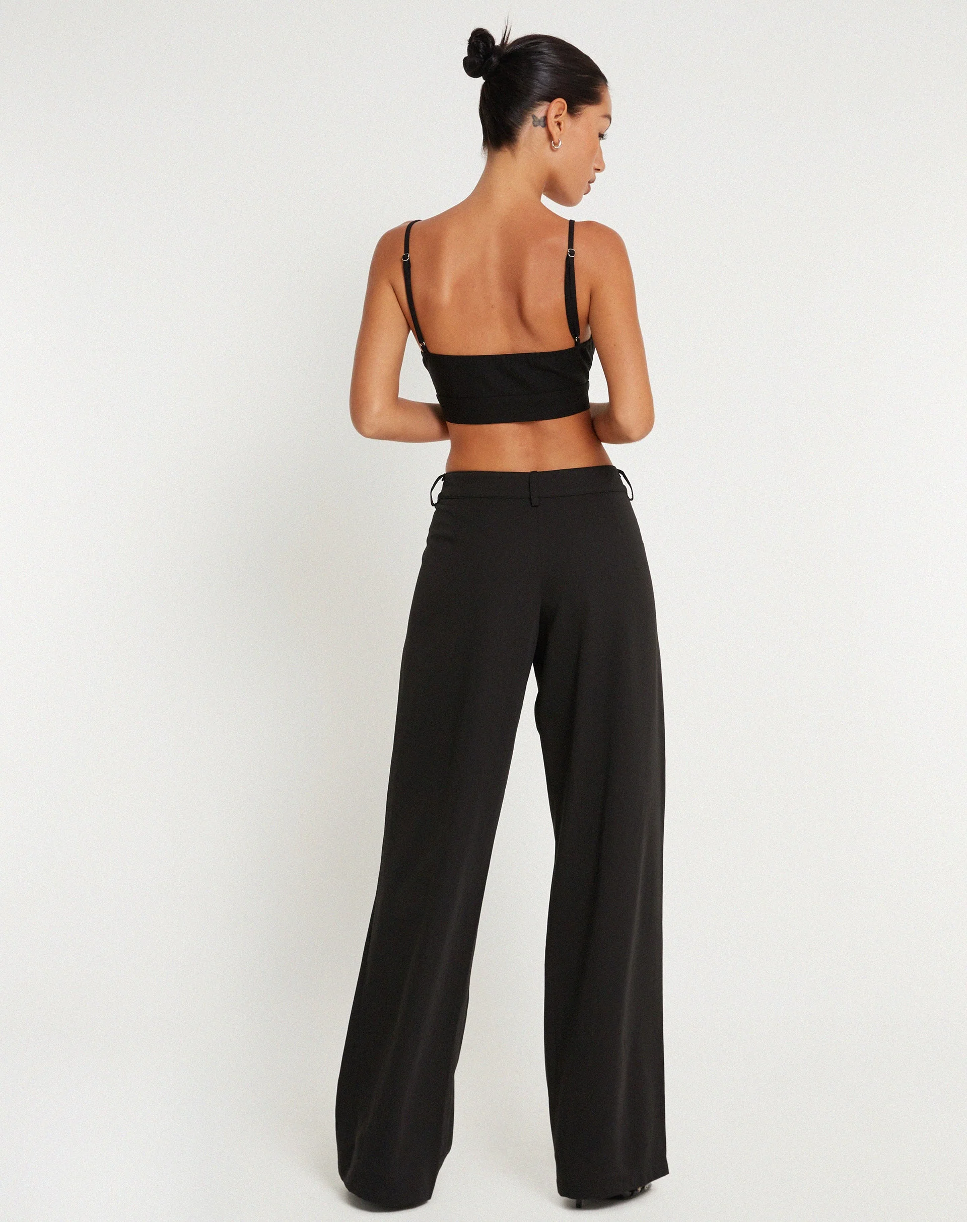 Elenia Buckle Detail Crop Top in Black - Image 7