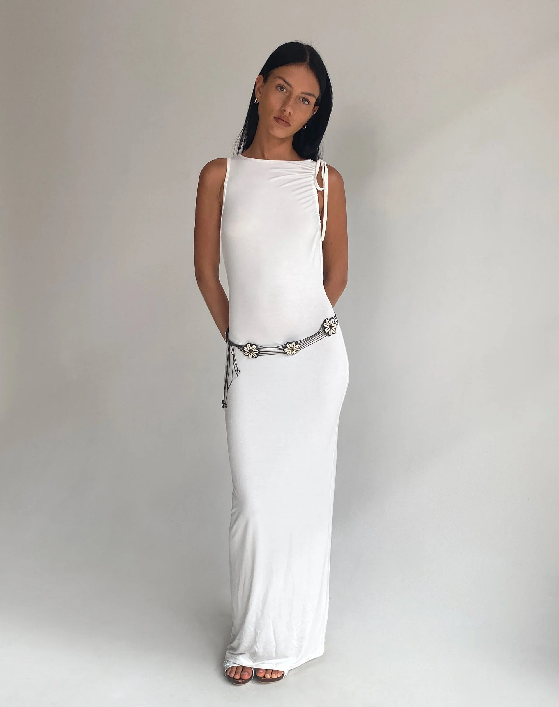 Elinor Maxi Dress in Slinky White - Image 3