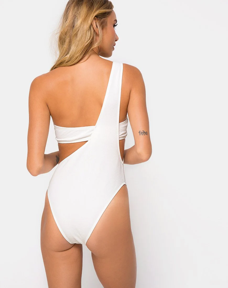 Elkin Swimsuit in Textured White - Image 2