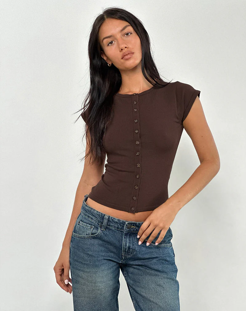 Elmira Top in Knit Bitter Chocolate - Image 4