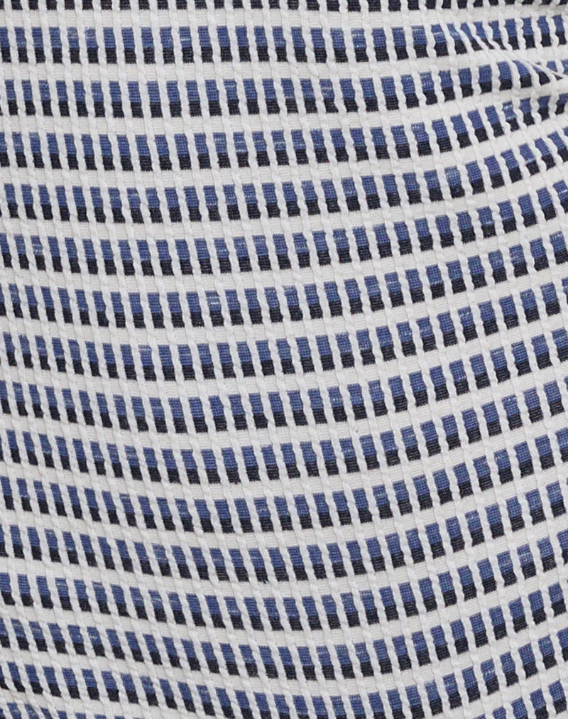Elvio Playsuit in Rib Stripe Blue and White - Image 6