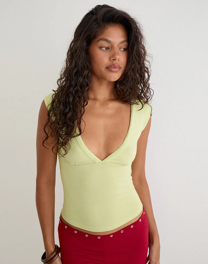 Emberly Plunge Top in Pistachio - Image 2