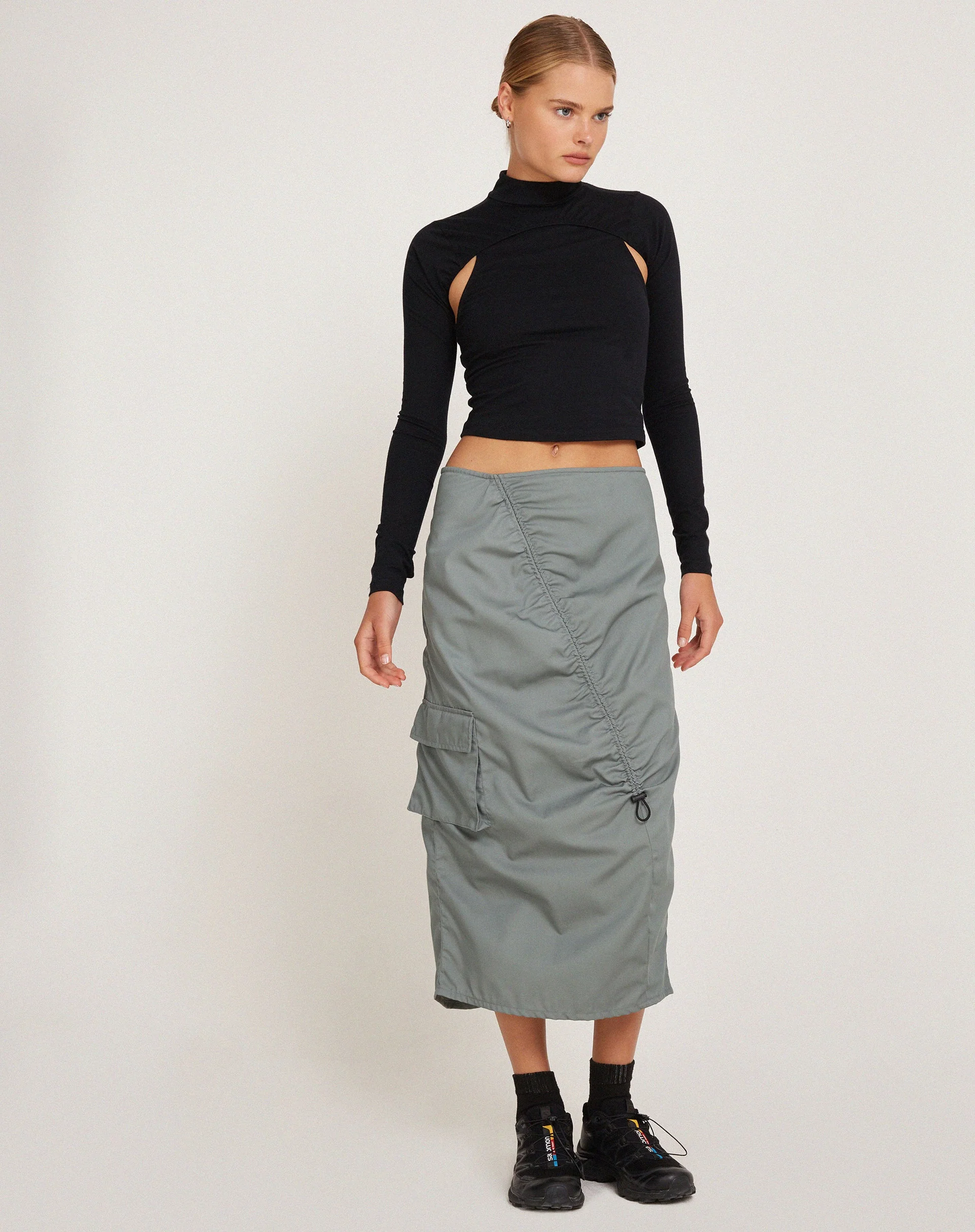 Enore Midi Skirt in Stone Blue - Image 2