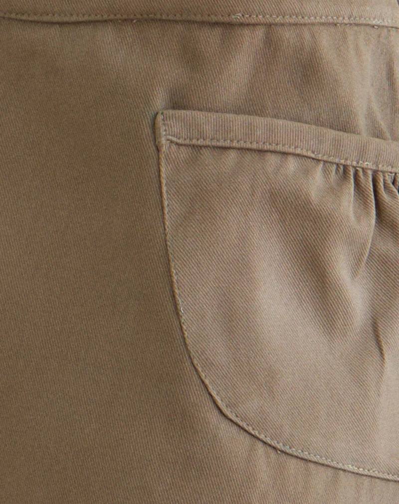 Enyo Mini Skirt in Twill Khaki with Side Pocket - Image 6
