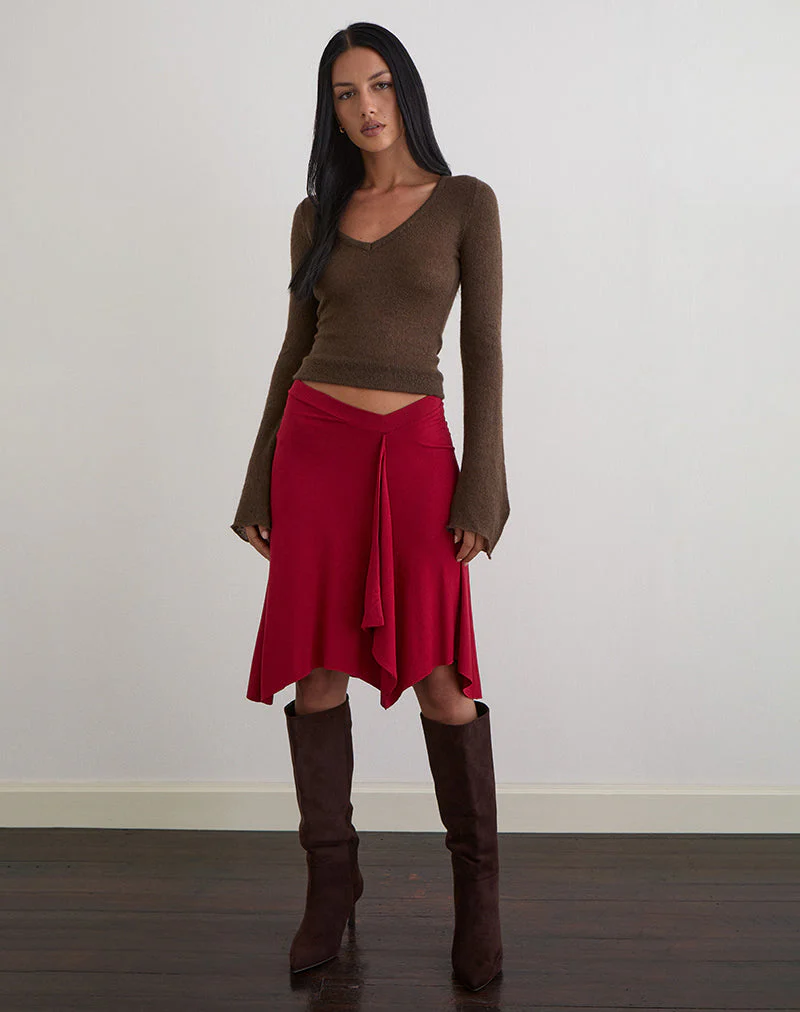 Esmeray Midi Skirt in Adrenaline Red - Image 5