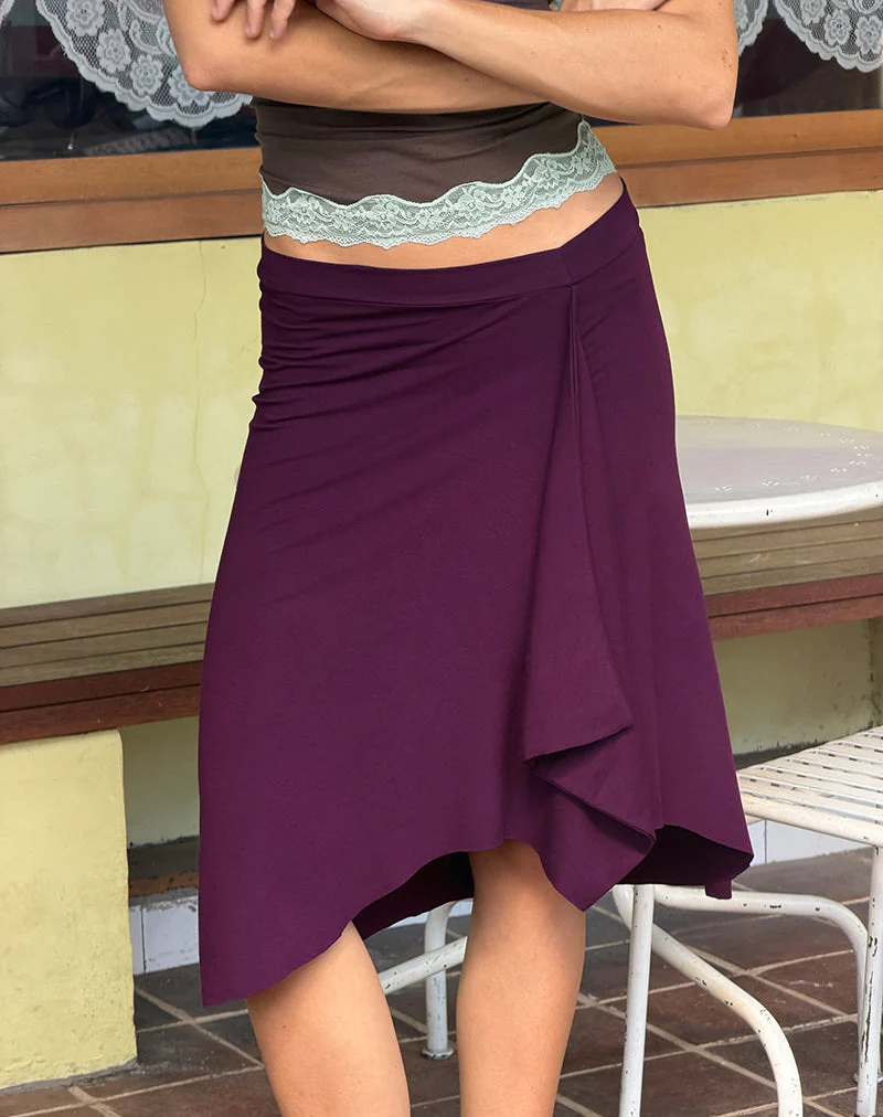 Esmeray Midi Skirt in Rayon Jersey Fig - Image 3