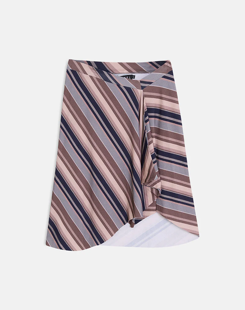 Esmeray Midi Skirt in Mixed Stripe Brown - Image 6