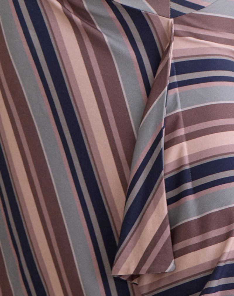 Esmeray Midi Skirt in Mixed Stripe Brown - Image 8