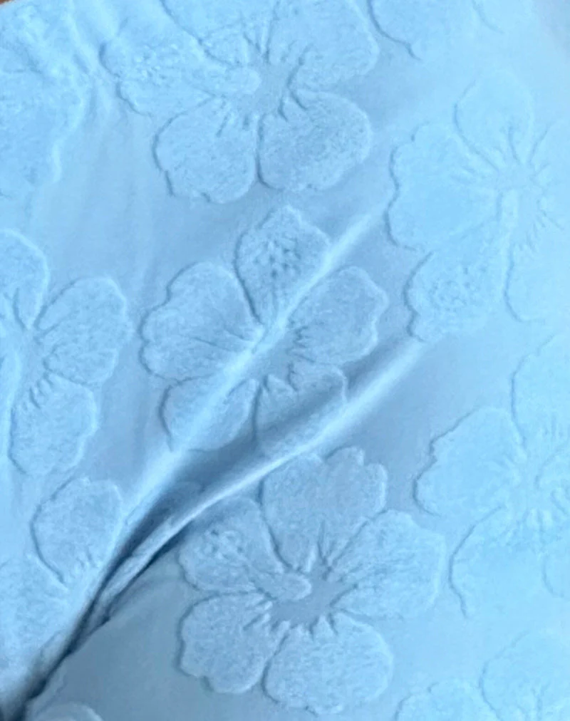 Eunia Micro Shorts in Hibiscus Terry Light Blue - Image 5