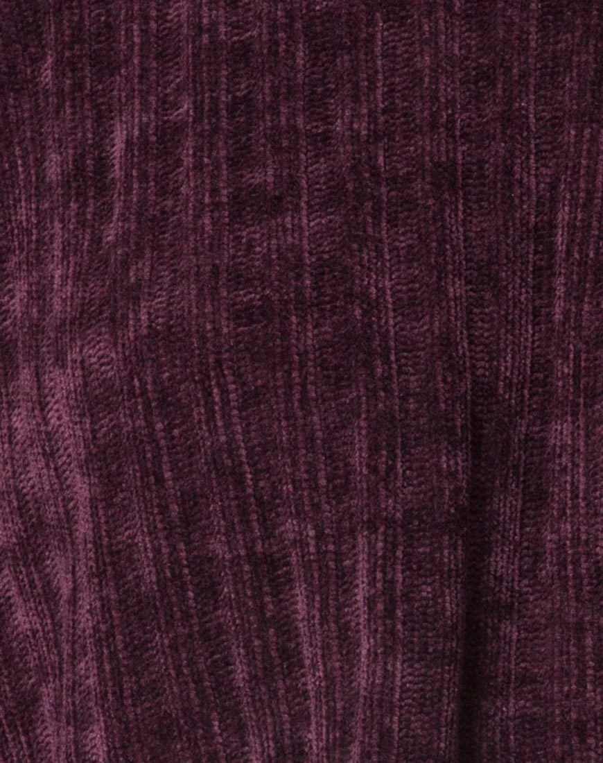 Evie Cropped Sweatshirt in Chenille Plum - Image 5