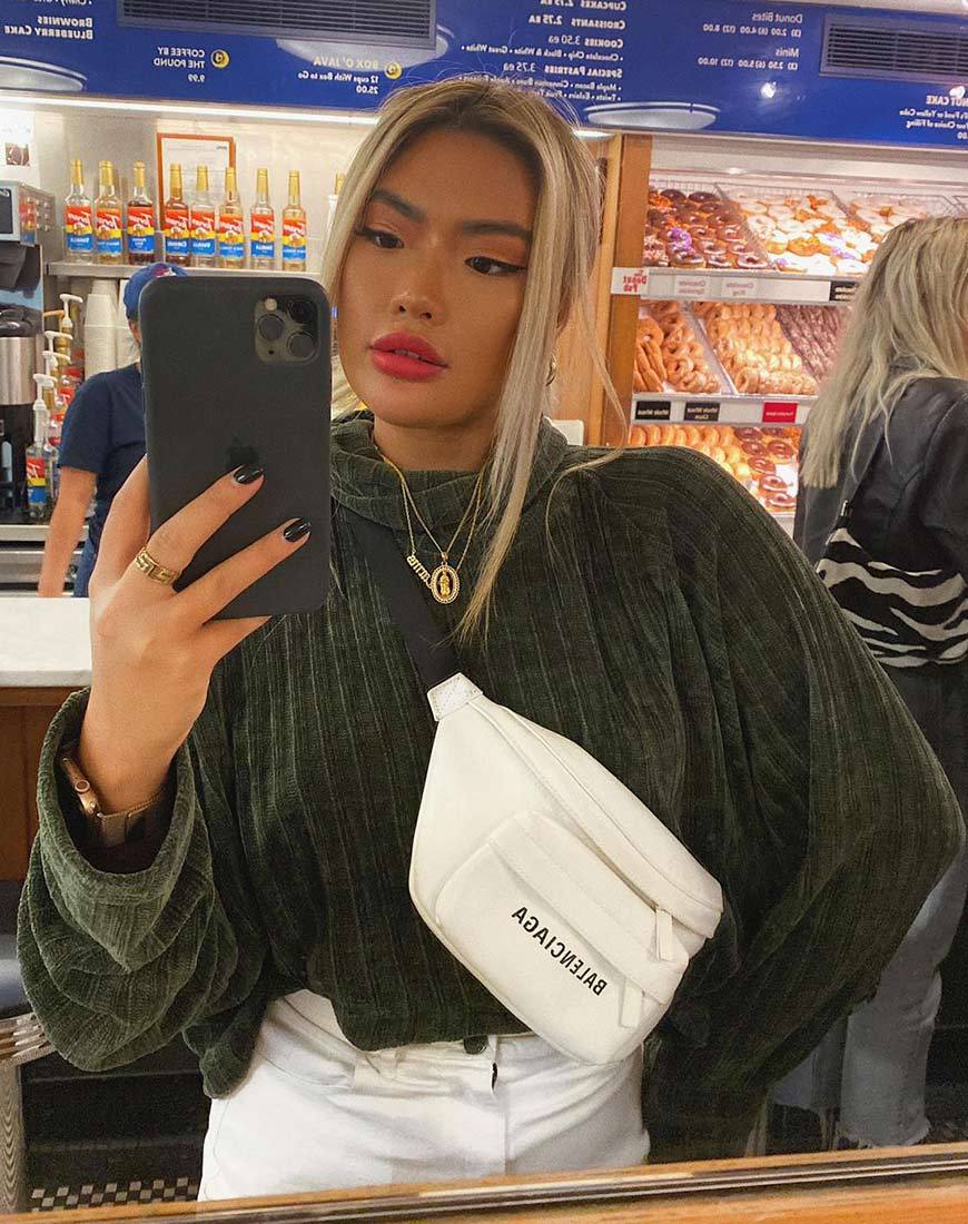 Evie Cropped Sweater in Khaki Chenille - Image 2