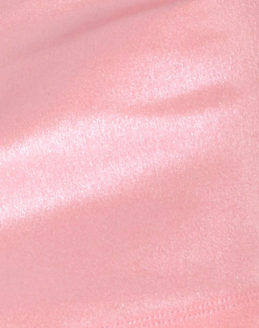 Ewi Mini Skirt in Metallic Shimmer Baby Pink - Image 4