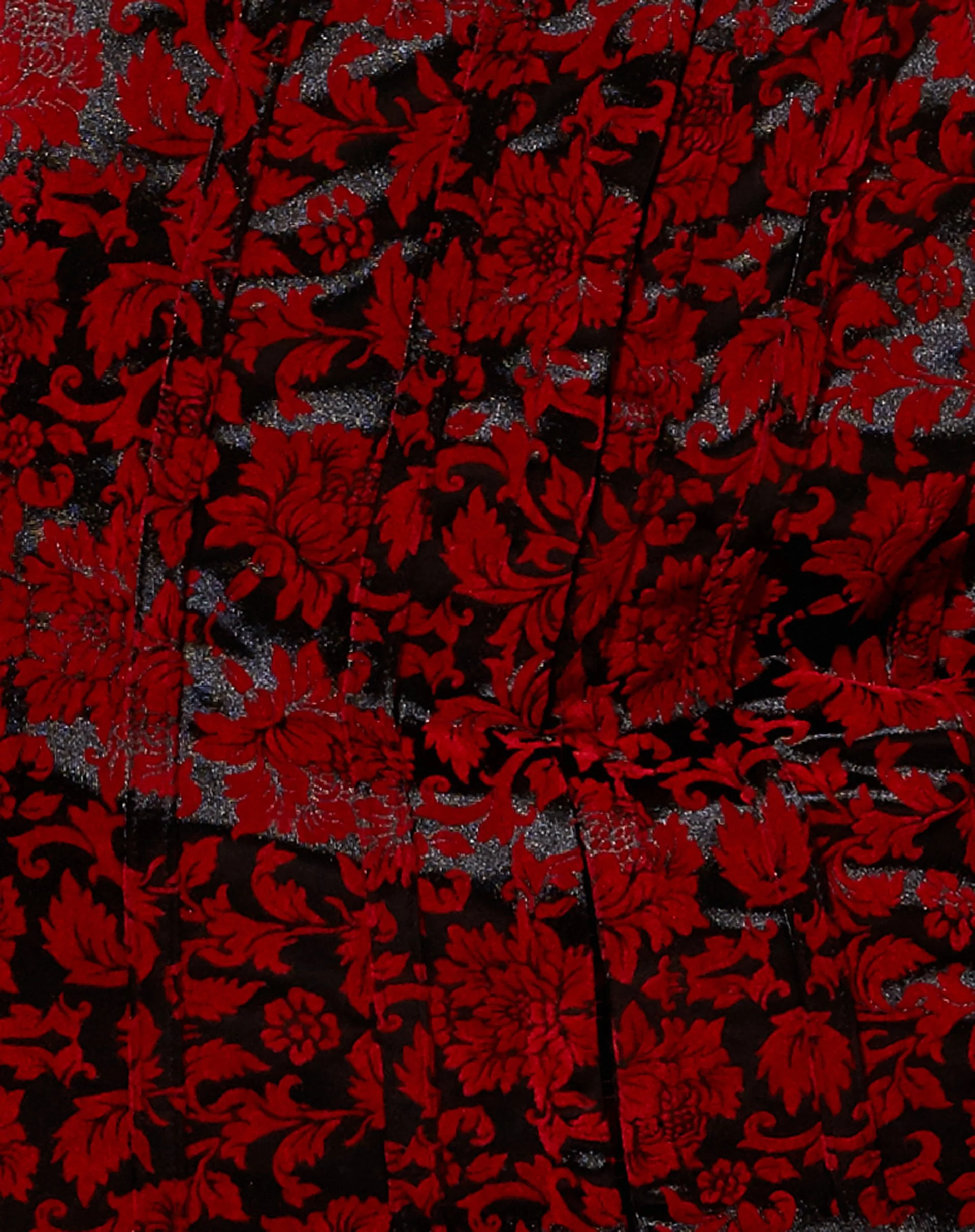 Exily Mini Dress in Brocade Flower Black and Red - Image 5