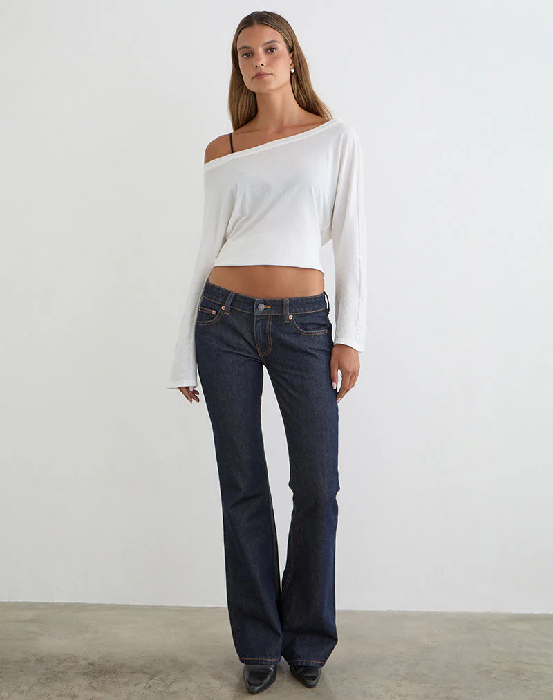 Extra Low Rise Flare Jeans in Indigo