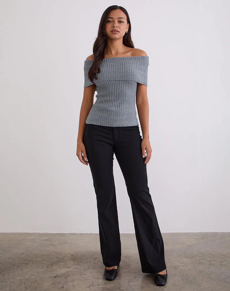 Fahari Foldover Top in Rib Knit Grey - Image 4