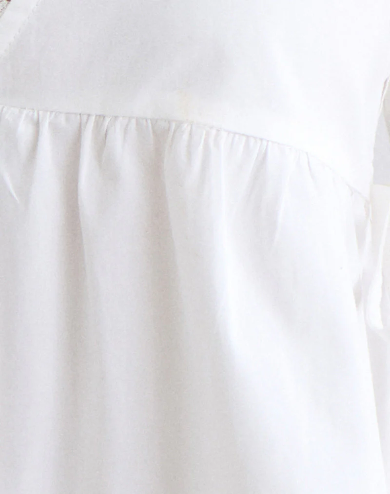 Fahwa Blouse with Tie Side in Poplin White - Image 8