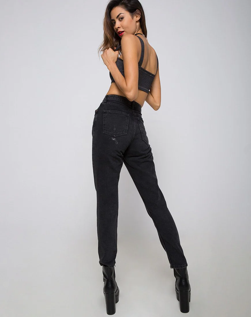 Fallon Crop Top in Denim Black - Image 4