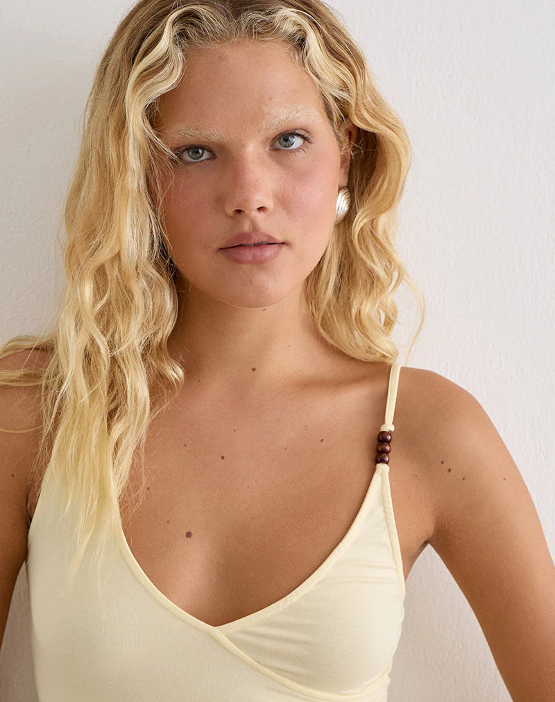 Fara Top with Beads in Jersey Lemon - Image 2