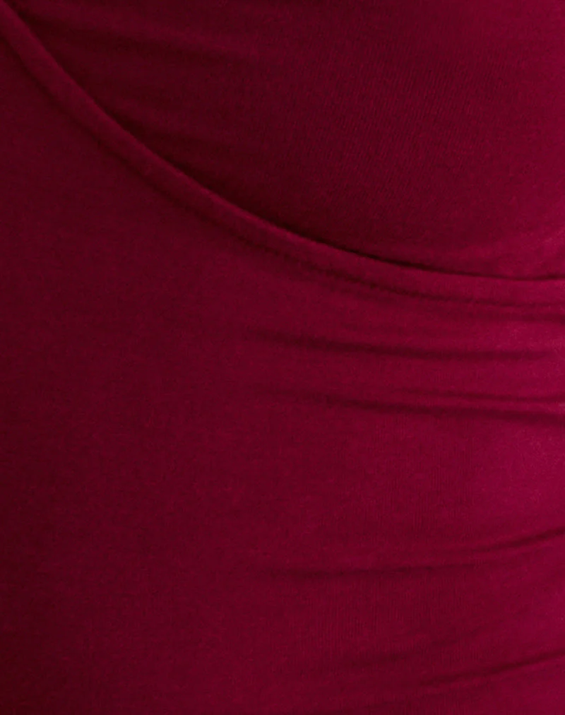 Fara Top with Beads in Jersey Burgundy - Image 6