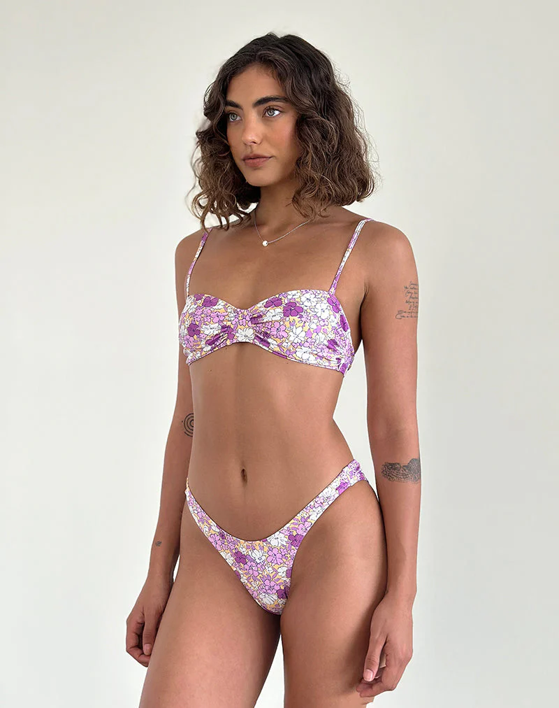 Farida Bikini Bottoms in Bright Floral Orange and Purple - Image 4