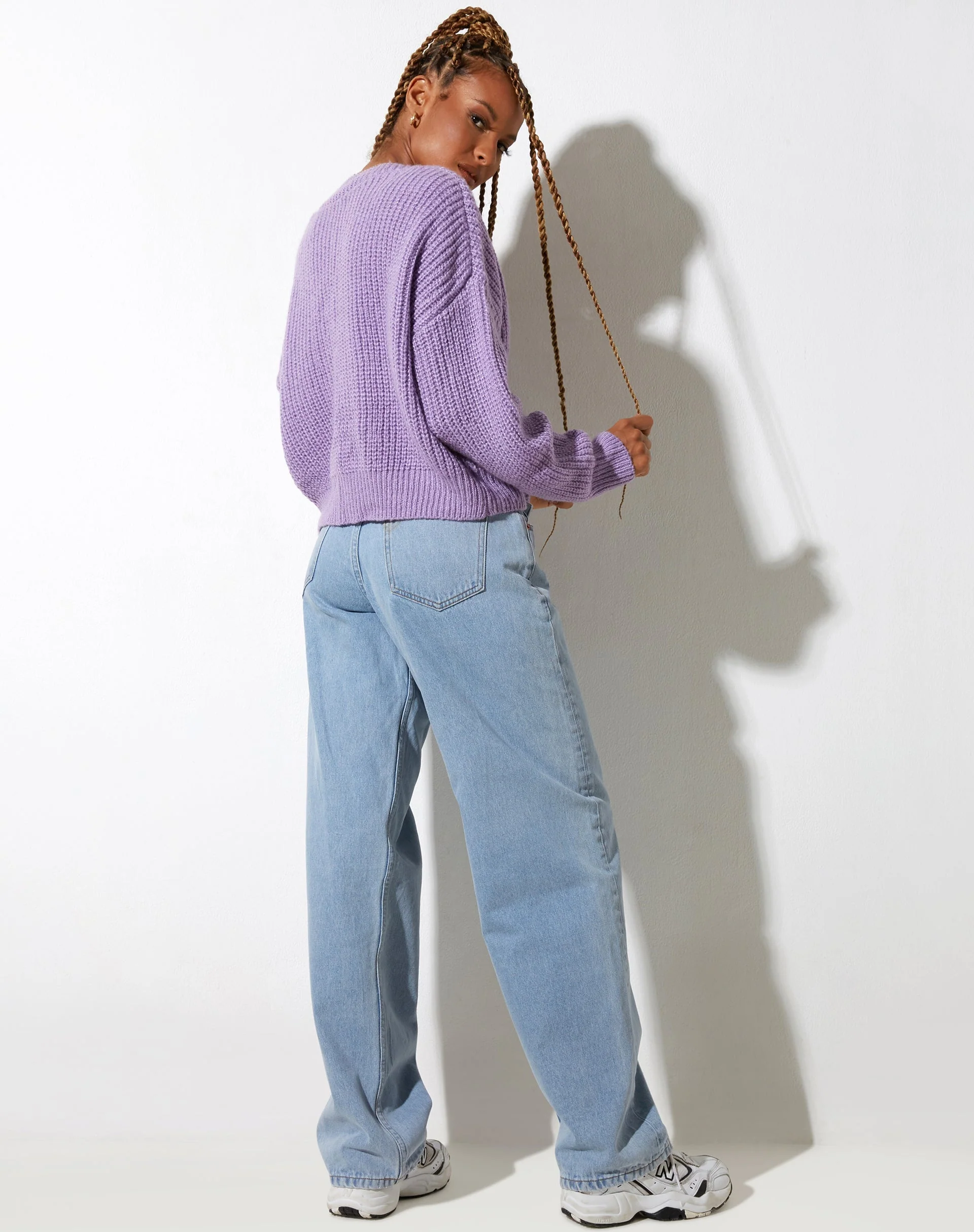Faya Cardigan in Knit Purple - Image 5