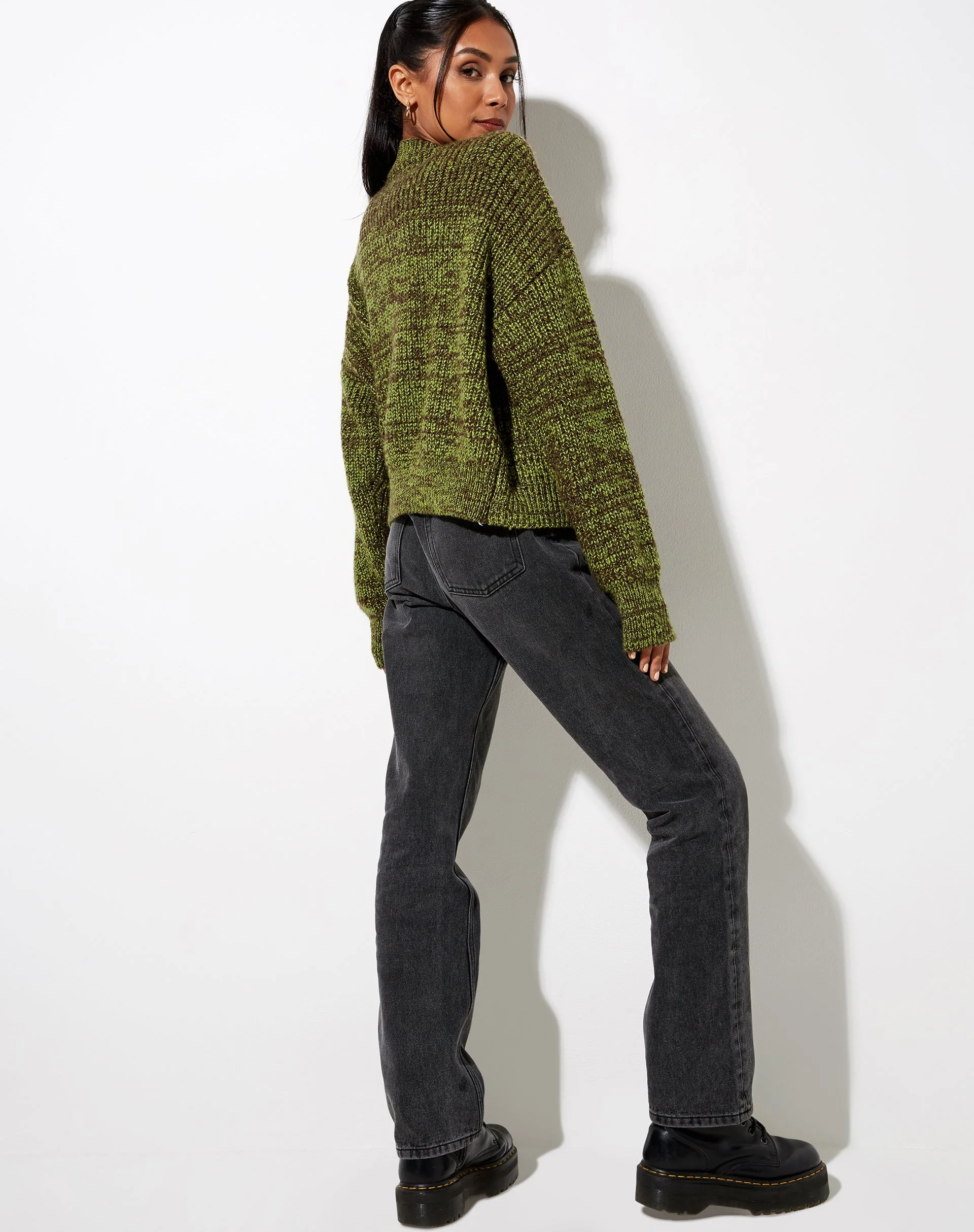 Fia Cardigan in Black and Green - Image 3