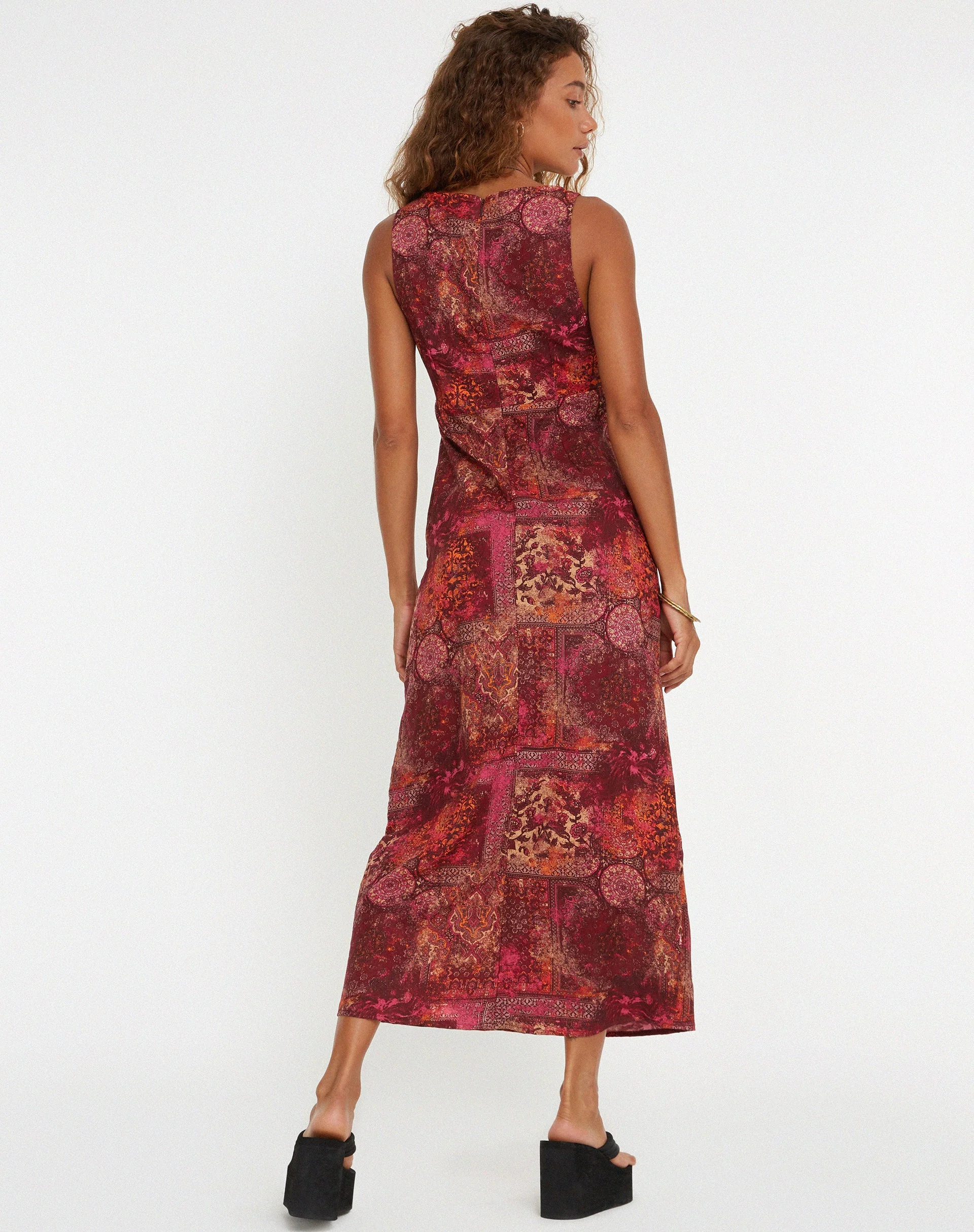 Fiaso Midi Dress in Abstract Paisley Red - Image 3