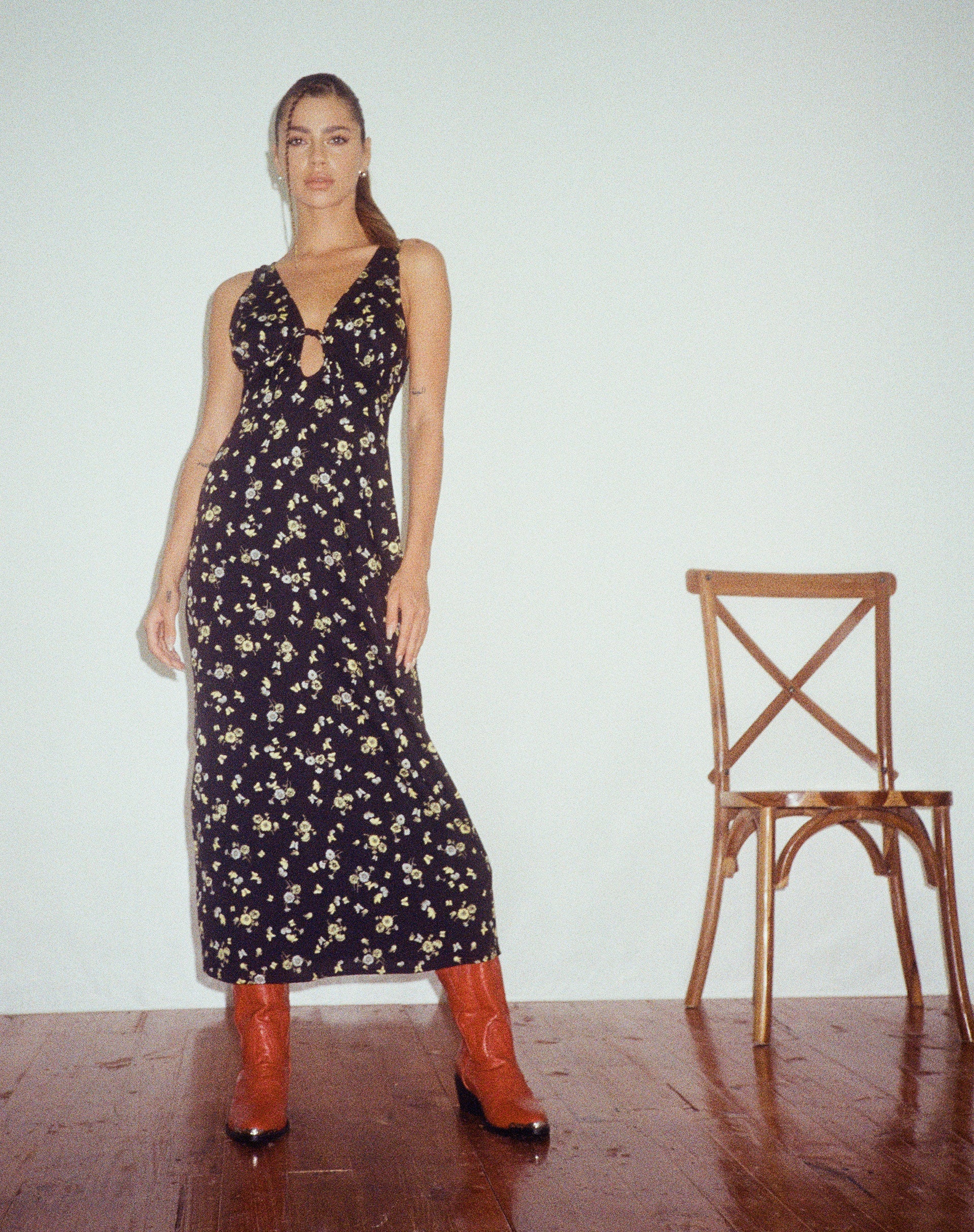 Fiaso Midi Dress in Lemon and Lime Black - Image 2