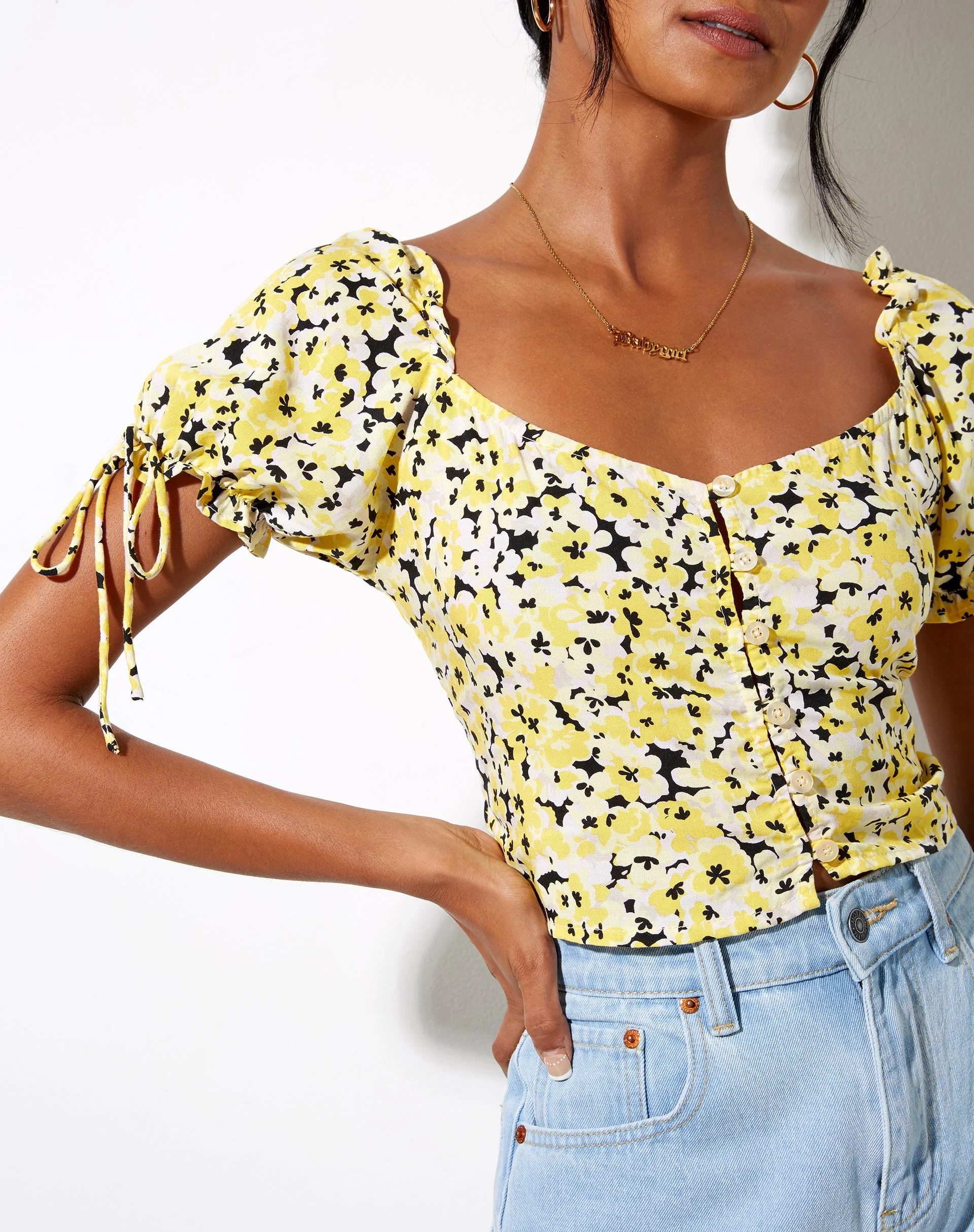 Flaba Crop Top in Sunflower Pop Yellow - Image 3