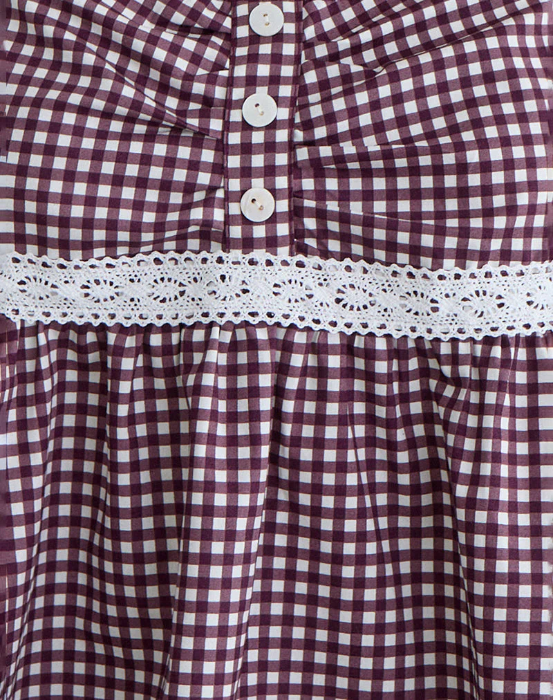 Flika Cami Top in Mini Gingham Wine - Image 6