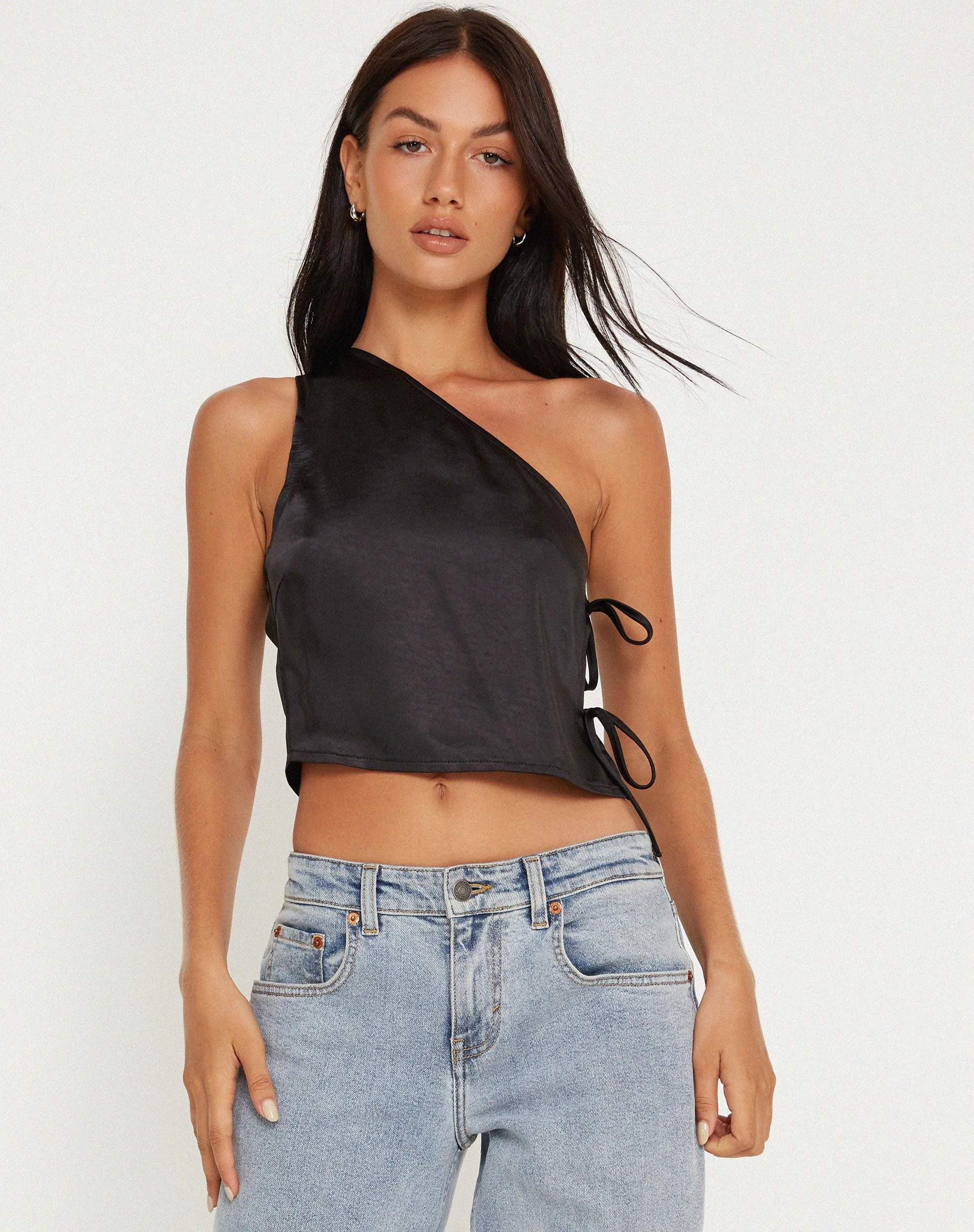 Floella Asymmetrical Top in Black - Image 5