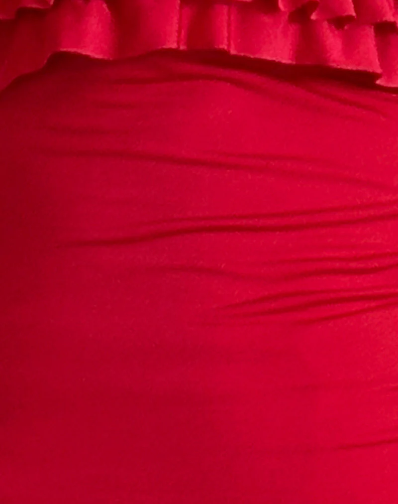 Fortuna Ruffle Bandeau Top in Slinky Red - Image 6