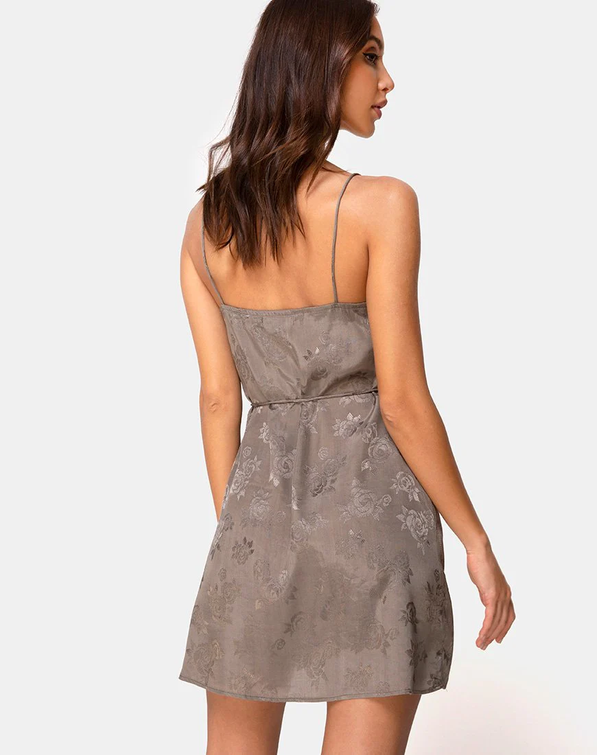 Furiosa Wrap Dress in Satin Rose Silver Grey - Image 2