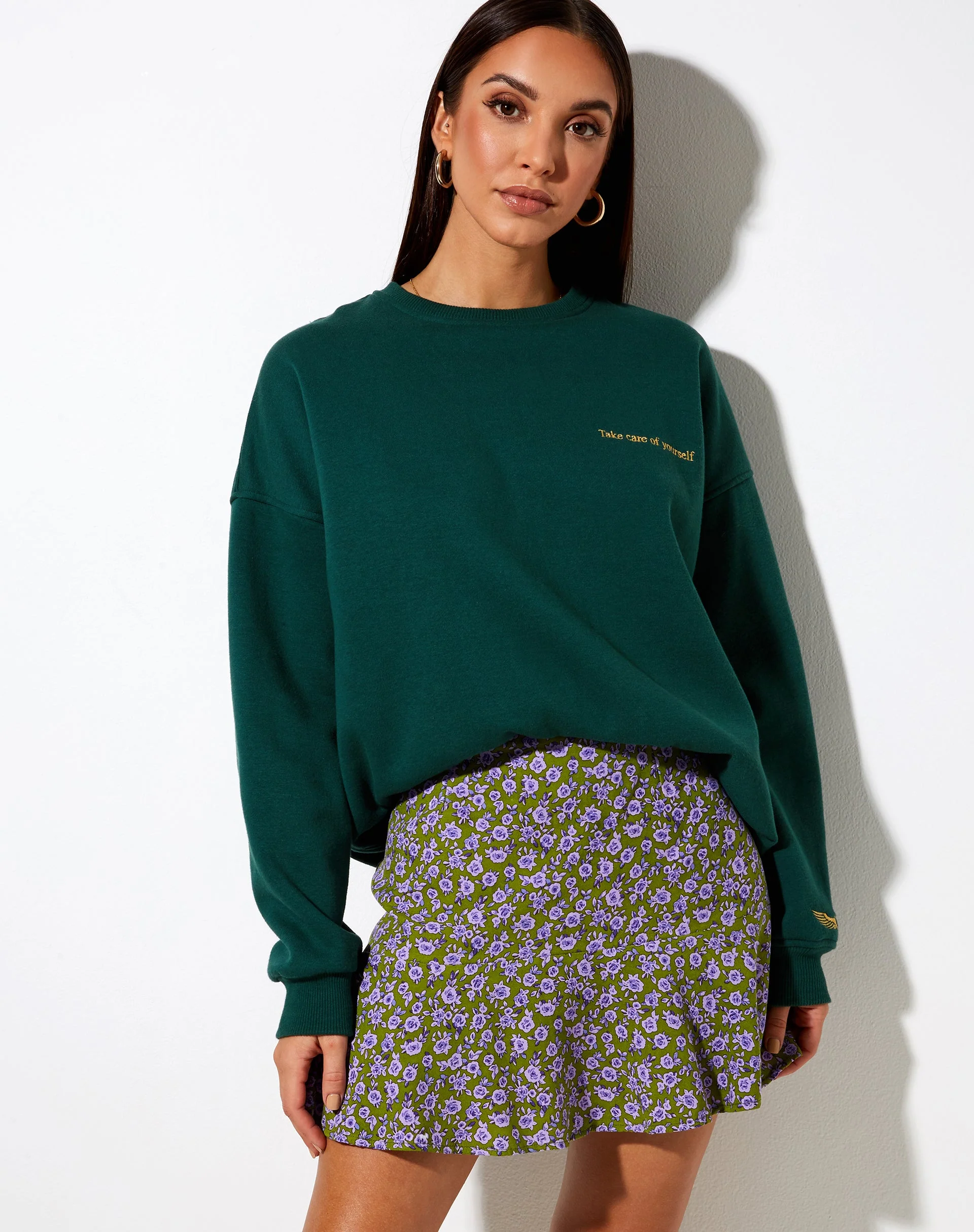 Gaelle Mini Skirt in Autumn Blossom Khaki - Image 8