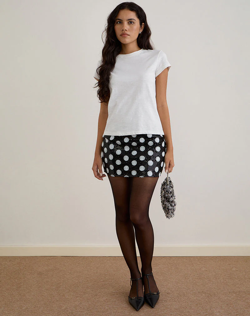 Gaera Skirt in Polka Sequin Monochrome - Image 4