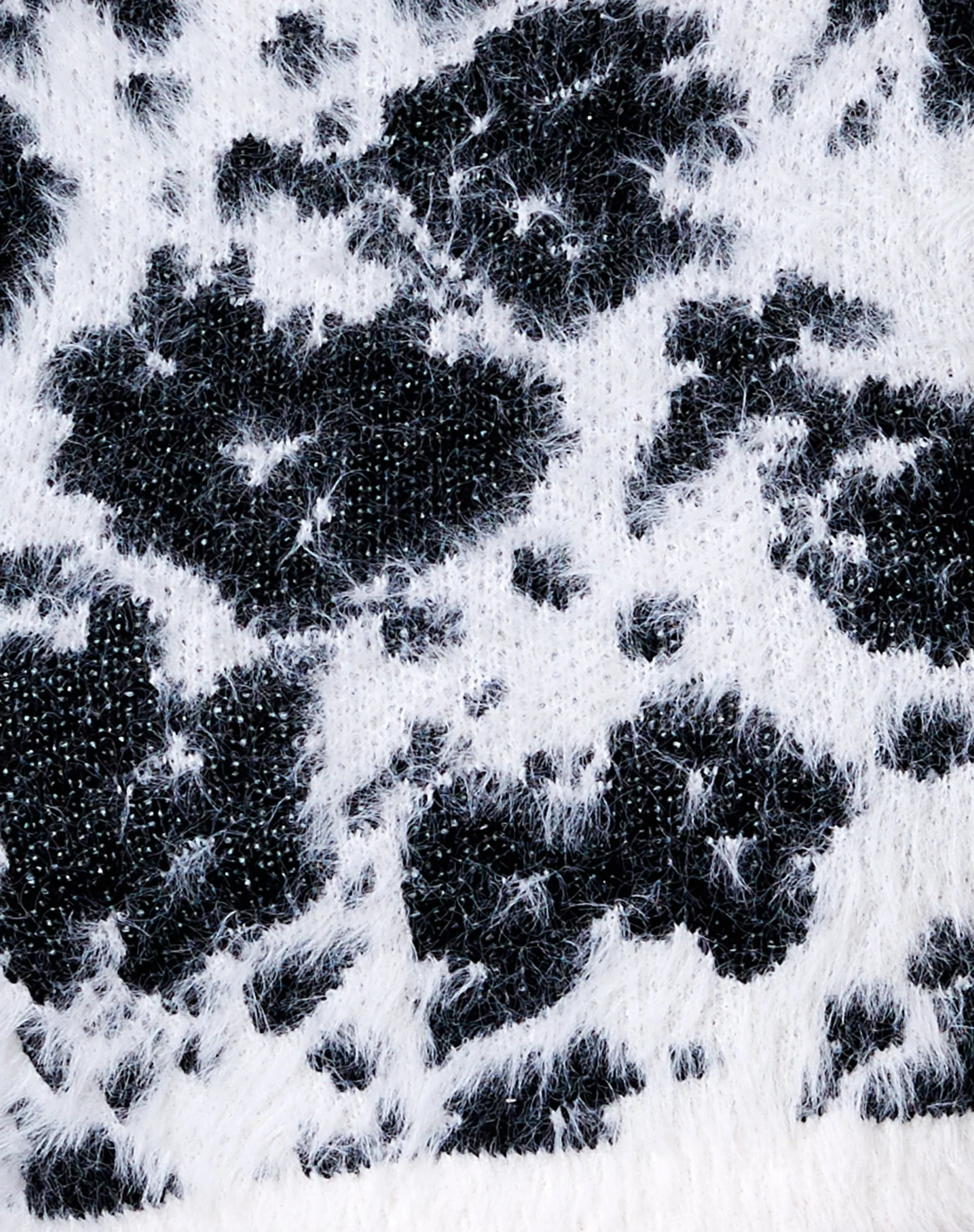 Gail Jumper in Fluffy Knit Cow Hide Black and White - Image 6