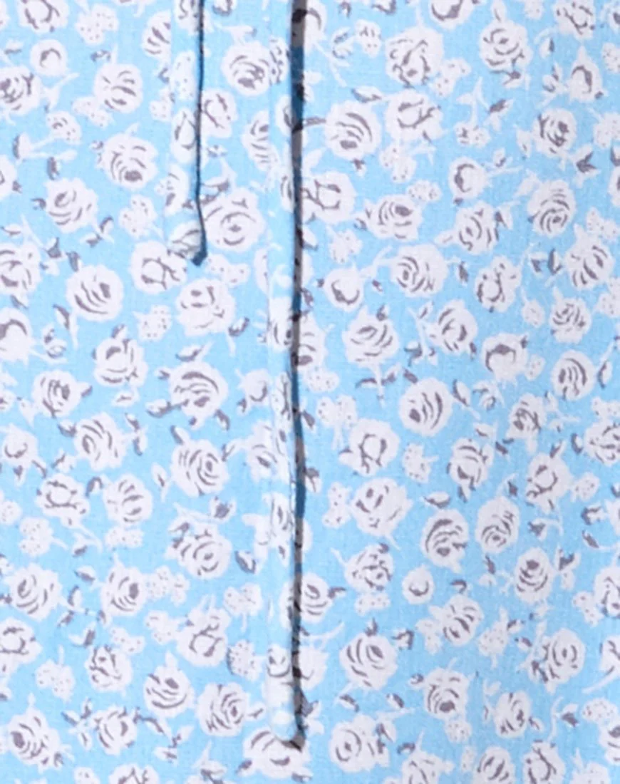Galaca Mini Dress in Ditsy Rose Blue - Image 5
