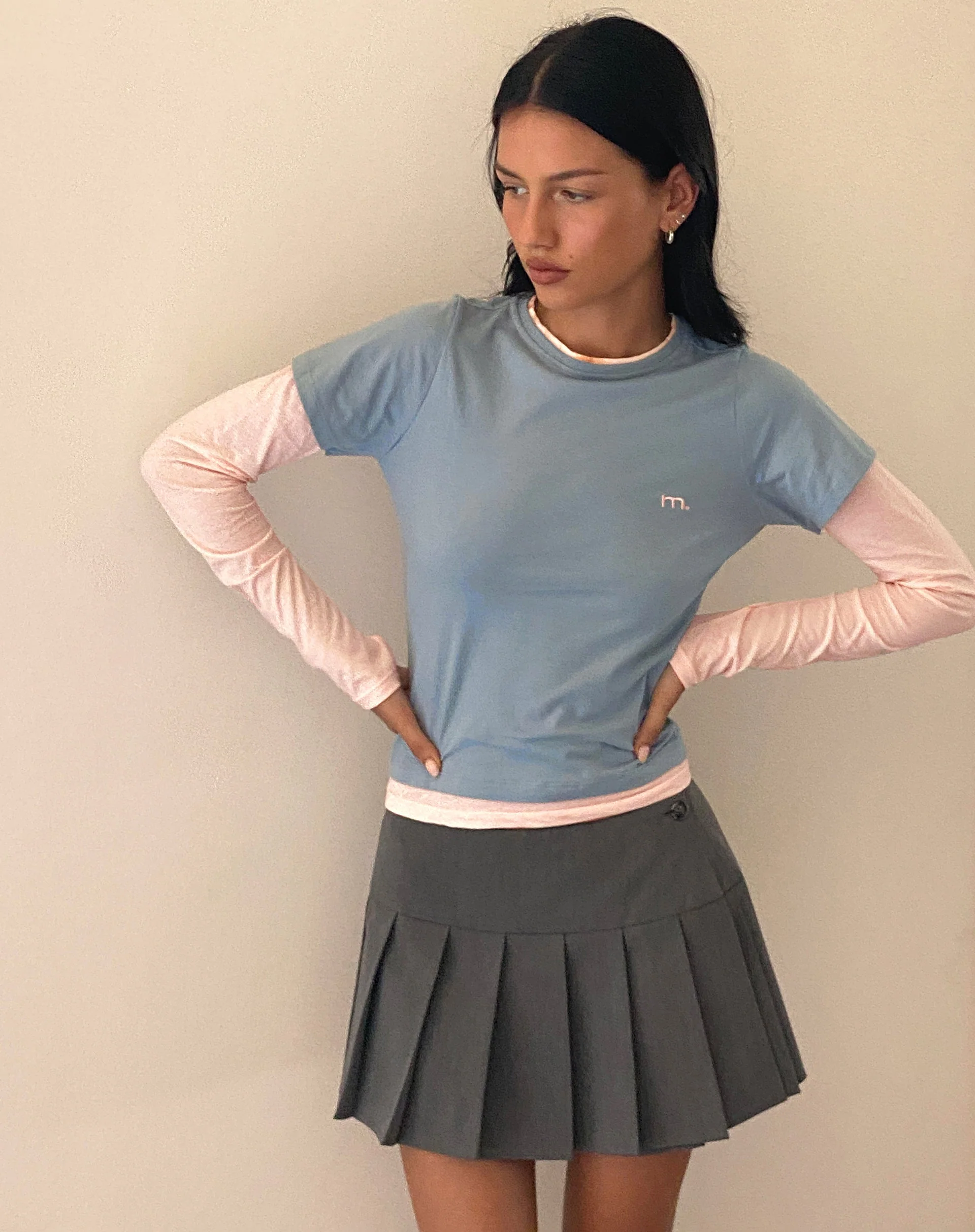 GALEN TOP LIGHT GREY BLUSH M EMB - Image 3