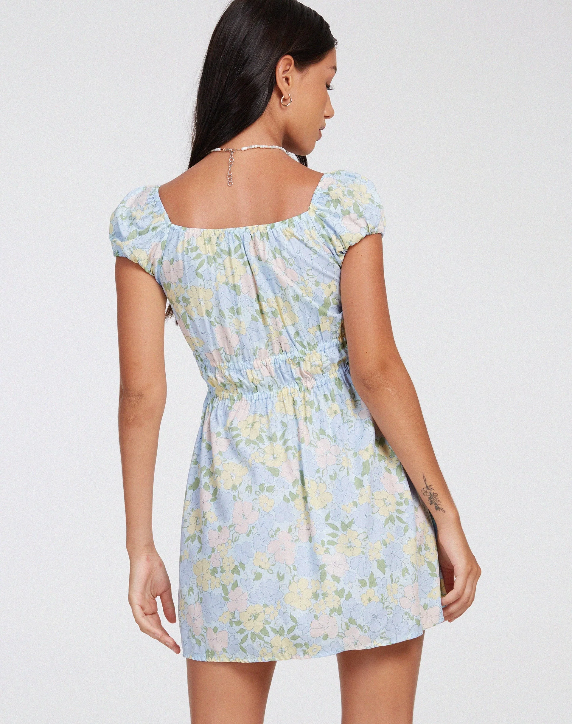 Galova Mini Dress in Washed Out Pastel Floral - Image 2