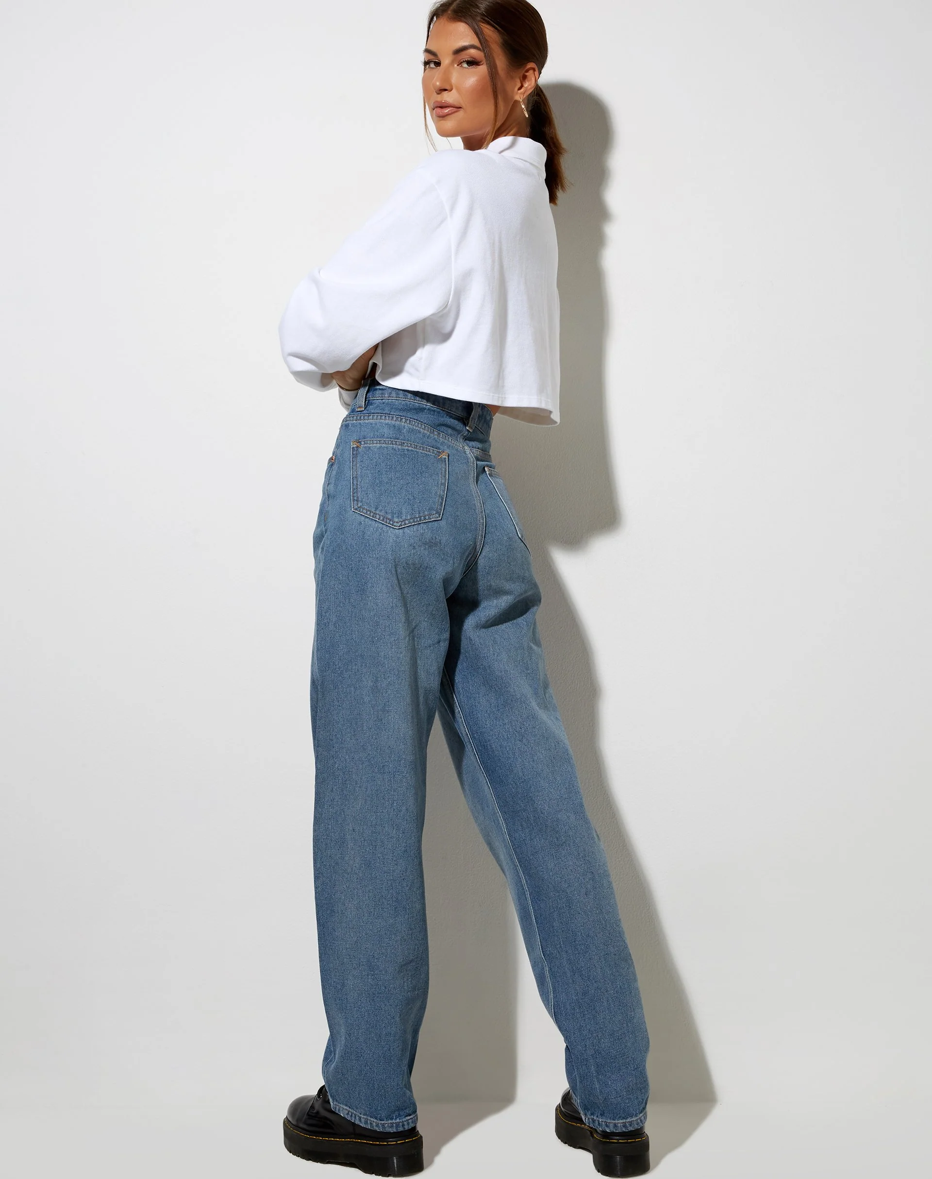 Gandi Crop Top in White with Motel Work Clothing Label - Image 2