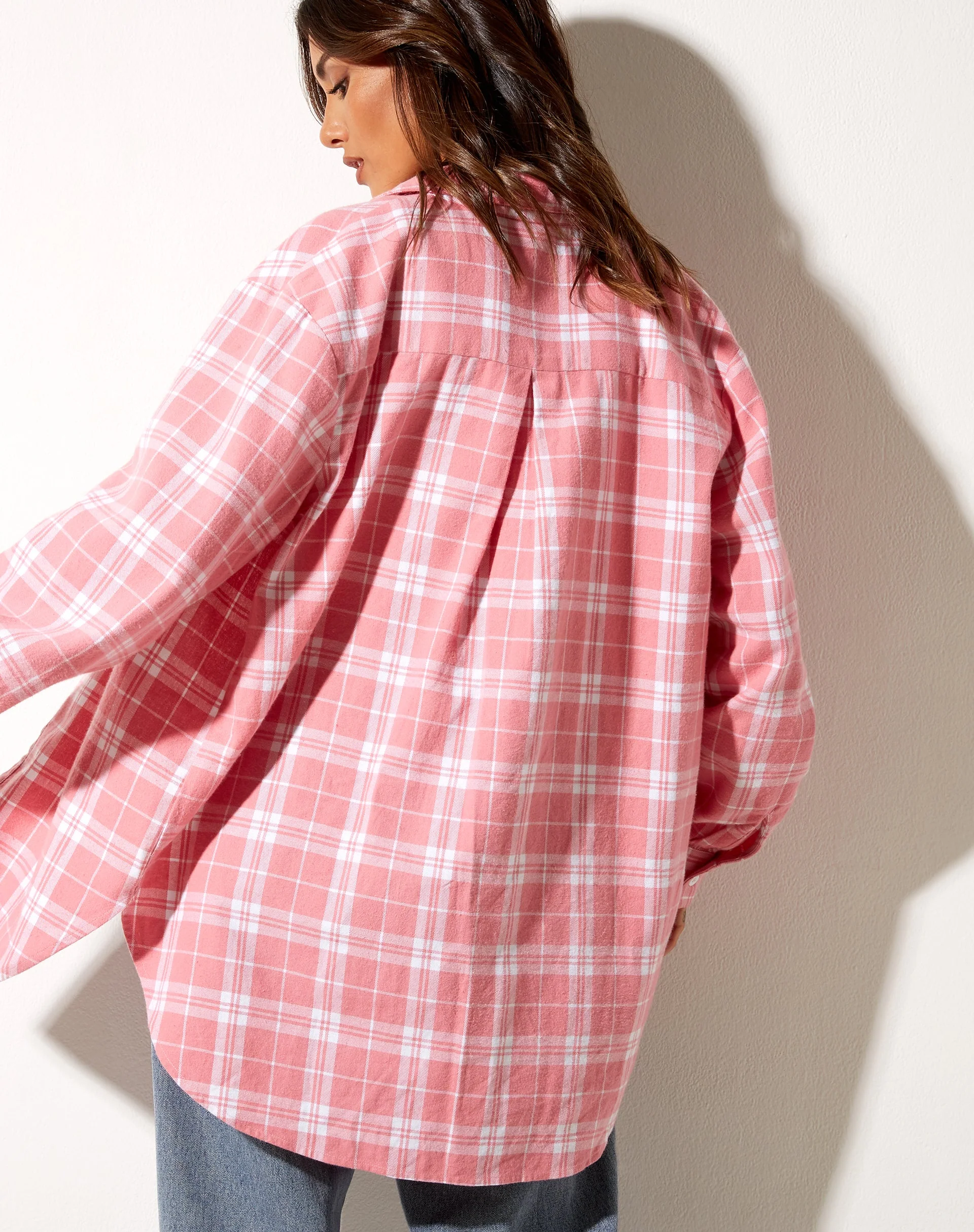 Gane Shirt in Check Pink White - Image 4