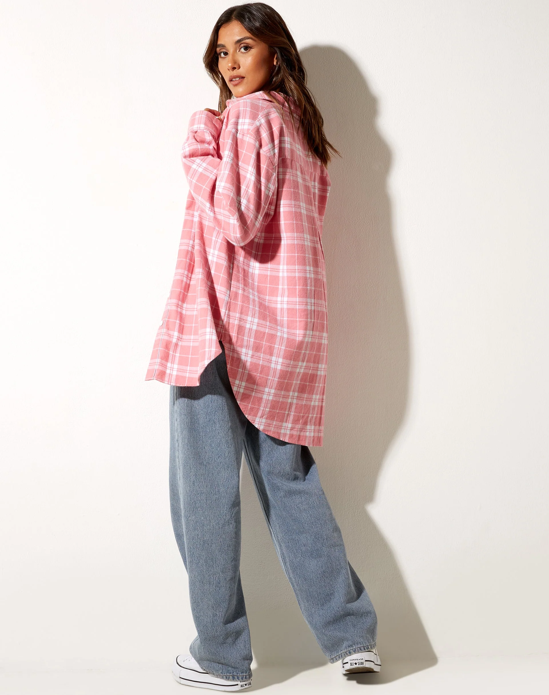 Gane Shirt in Check Pink White - Image 7