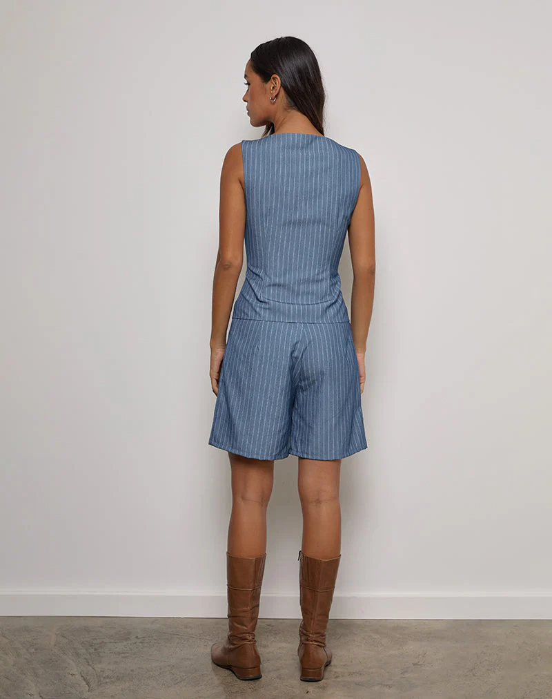 Ganita Vest in Pinstripe Blue - Image 3