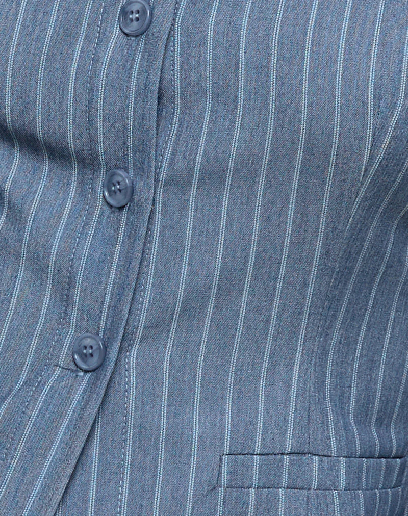 Ganita Vest in Pinstripe Blue - Image 5