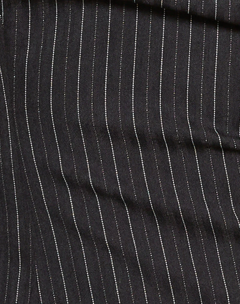 Ganta Slim Trouser in Pinstripe Black - Image 5
