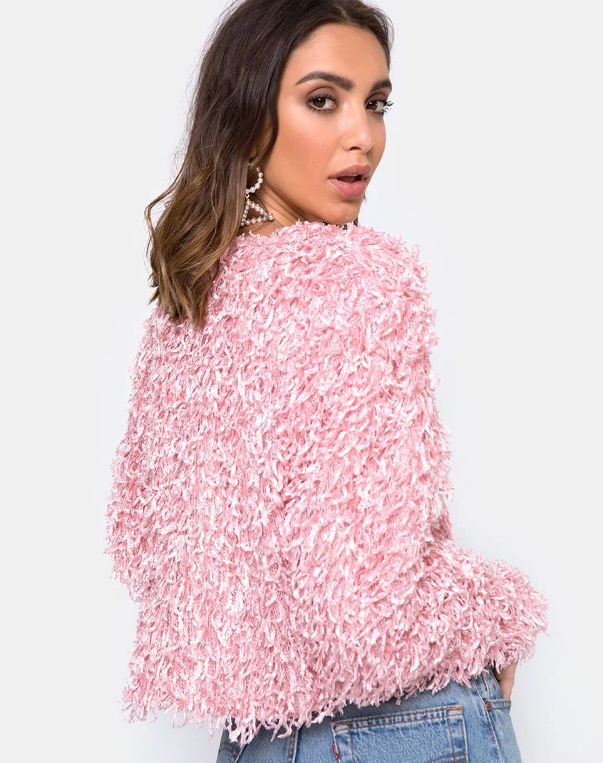 Gasta Cardi in Shaggy Knit sugar Pink - Image 2