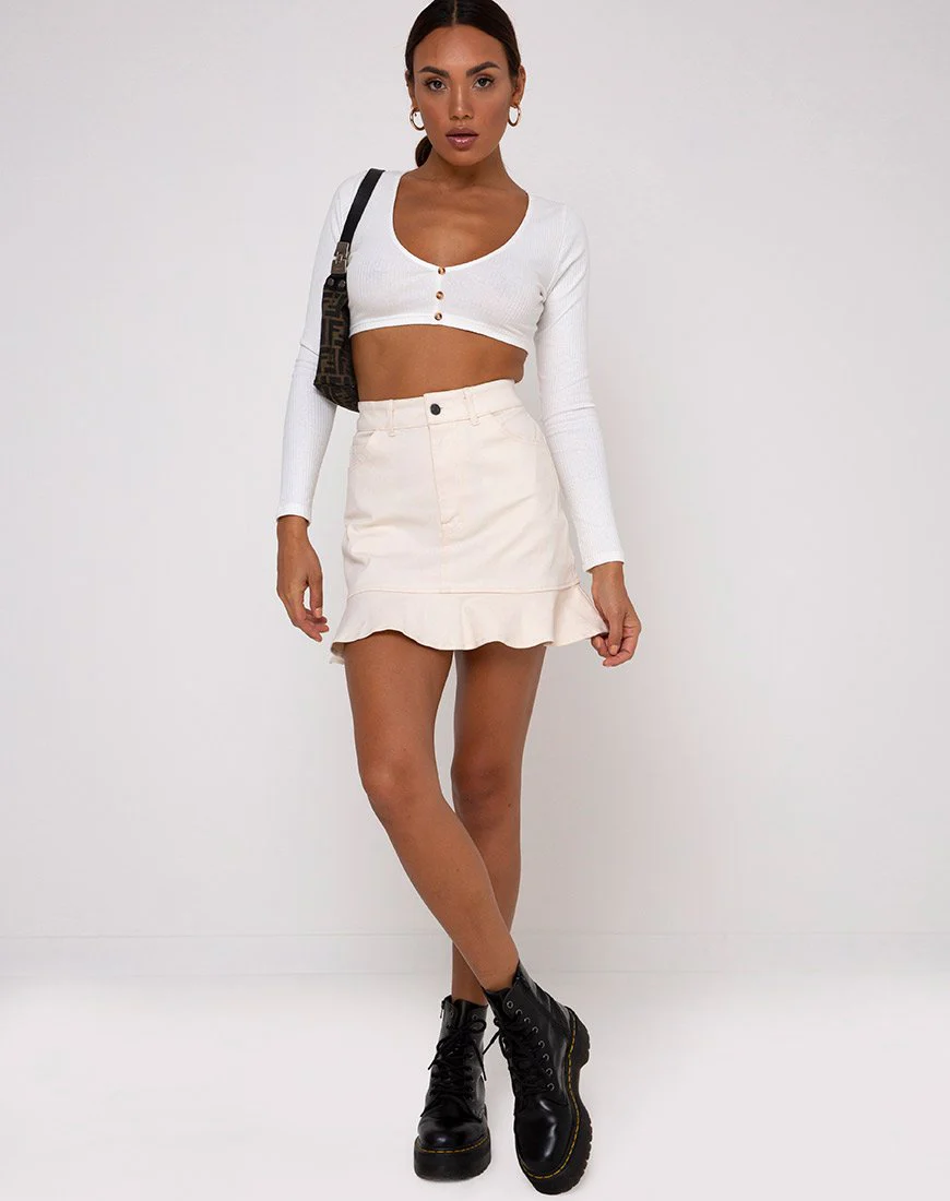 Gato Crop Top in Rib Ivory - Image 3